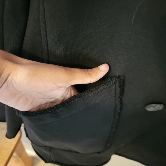 Frank & Eileen Women's Belfast Black Fleece Peacoat Size M. Quiet Luxury Preppy - Picture 7 of 11
